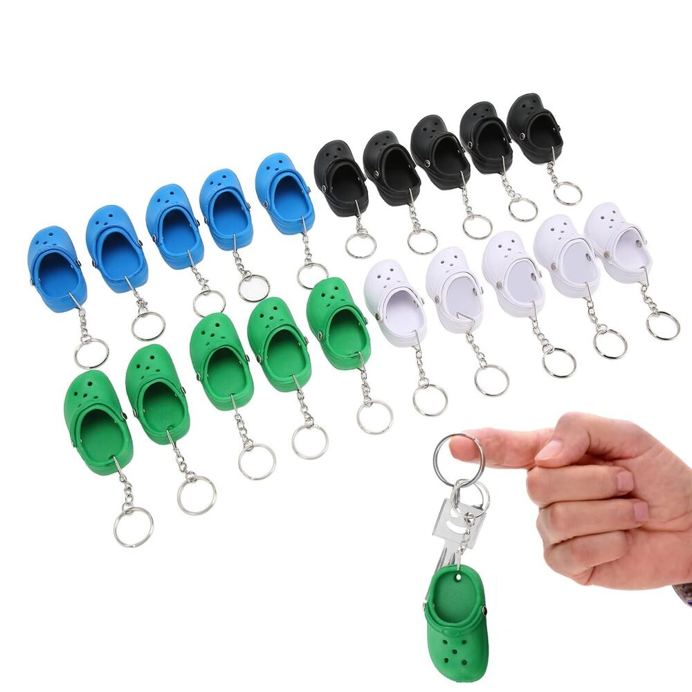 4357 20Pcs Mini Shoe Keychains, Silicone Beach Hole Little Sandals Key Ring
